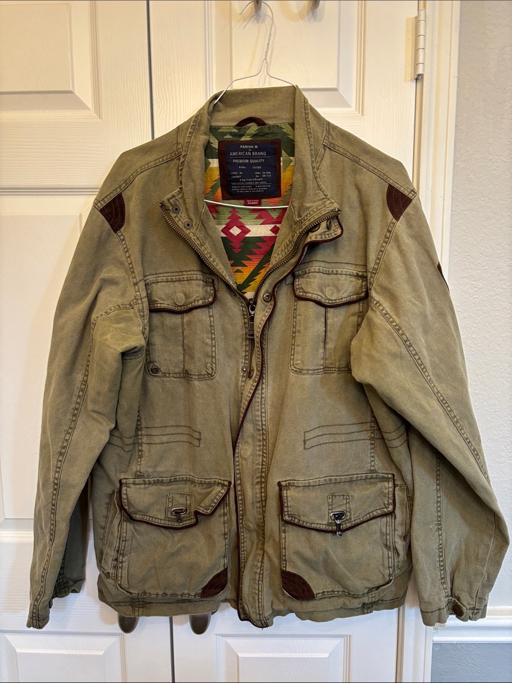 American Brand Olive Military Field Jacket with Aztec Lining